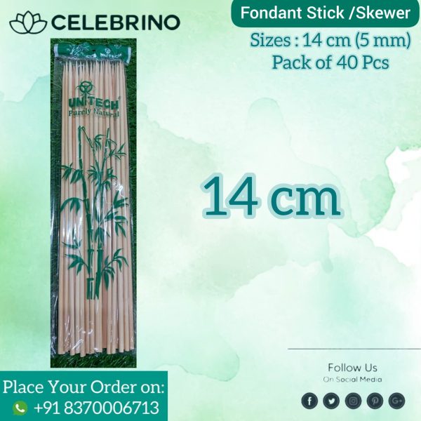 Fondant Stick/Skewer 14 Cm ( Price Per Pack of 40 Pcs)
Available in 5 mm