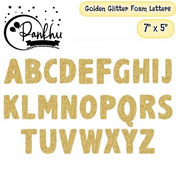 Golden Glitter Foam Letters (Price Per 5 Pcs)