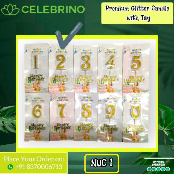 Premium Glitter Candle with Tag NUC2 (Price Per Candle)