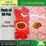 Heart Tea Light Candle (LITH10)  Price Per Pack of 10 Pieces